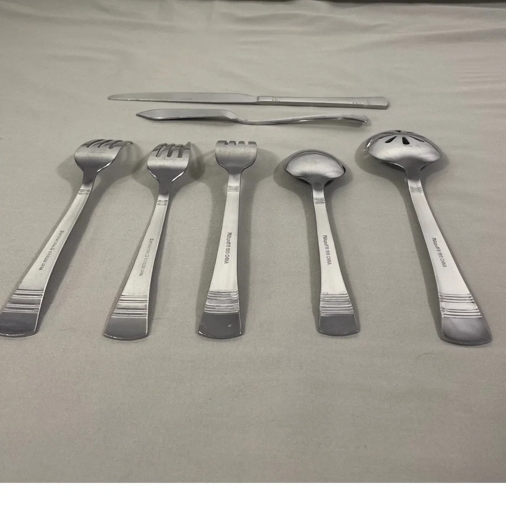 Lot of 7 International Silver Kensington Stainless Forks Tablespoon Knives Spoon